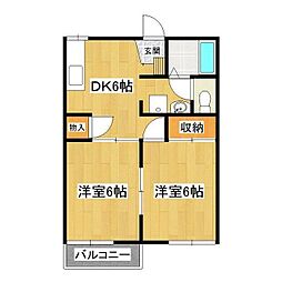 シェルコーポ 2DKの間取図画像