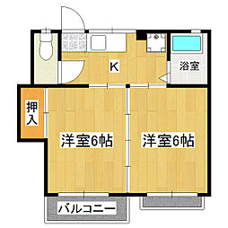 福田コーポA 2Kの間取図画像