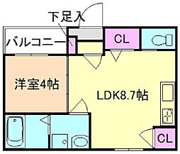 Imaisonbenit 1LDKの間取図画像