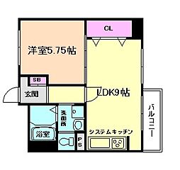 福島スカイハイツ 1LDKの間取図画像