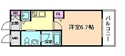 ビガーポリス224松ヶ枝町2 1Kの間取図画像