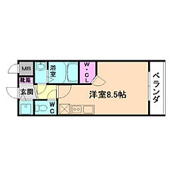 エクスクルーシブレジデンス西九条 ワンルームの間取図画像