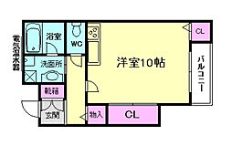 プレジール中道 ワンルームの間取図画像