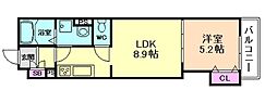 ラモーナ諸福I 1LDKの間取図画像