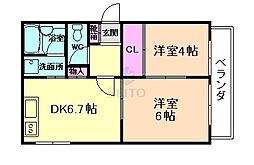 ハイツ玉川 2DKの間取図画像