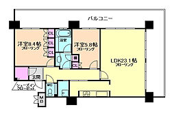 ヴィークタワー南堀江 2LDKの間取図画像