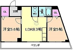 シティコート福島 2LDKの間取図画像