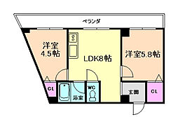 シティコート福島 2LDKの間取図画像