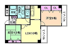 プラザ23 2LDKの間取図画像