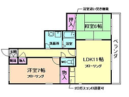 阪急箕面線 桜井駅 徒歩5分の賃貸アパート 2階2LDKの間取り
