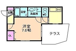 モダンクラウドレジデンス阪大前 1Kの間取図画像