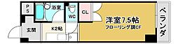 ウエストアップ元町 1Kの間取図画像