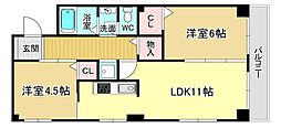ハイツ百楽荘 2LDKの間取図画像
