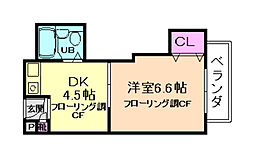 プラム小野原 1DKの間取図画像