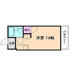ワンテンション ワンルームの間取図画像