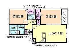 セゾンエスポワール1 2LDKの間取図画像