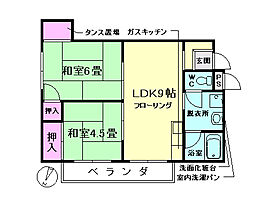 箕面ガーデニアハイツ 2LDKの間取図画像
