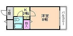 ラ・フォーレ石橋 1Kの間取図画像