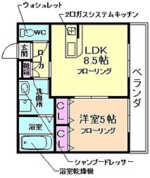 クレストフォルム石橋 1LDKの間取図画像