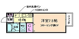 キューブコートフジミ 1Kの間取図画像