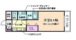 ジュネス・ブランドール 1Kの間取図画像