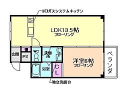 住吉ハイツ 1LDKの間取図画像