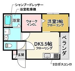 アヴィータ豊島北 1DKの間取図画像