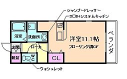 ペアムールB ワンルームの間取図画像