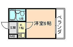 サンパレス21蛍池 1Kの間取図画像