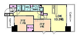 シティカレント新大阪 2LDKの間取図画像
