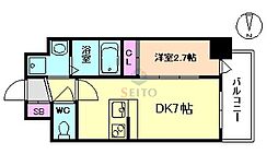 セレニテ新大阪ミラク壱番館 1DKの間取図画像