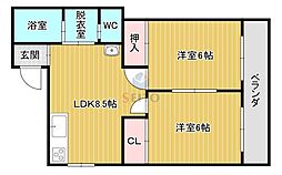 キムラビル 2LDKの間取図画像
