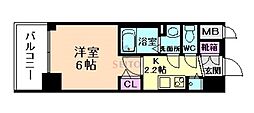 アスヴェル新大阪SOUTH 1Kの間取図画像