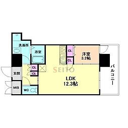 スプランディッド十三本町 1LDKの間取図画像
