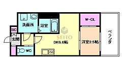 セレニテ三国プリエ 1DKの間取図画像