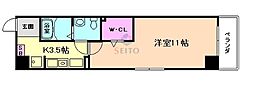 アクアスイート新大阪 1Kの間取図画像