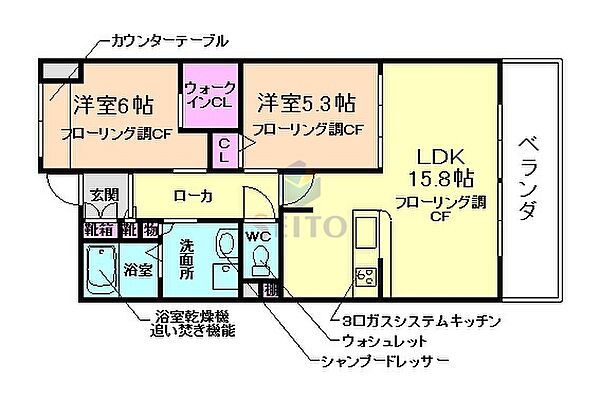 リラフォート千里中央 710｜大阪府豊中市新千里西町2丁目(賃貸マンション2LDK・7階・63.06㎡)の写真 その2