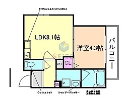 ALEGRIA岡町 1LDKの間取図画像