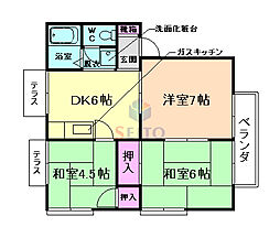 アメニティハイム 3DKの間取図画像