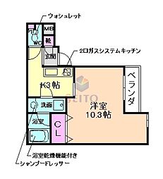 メゾングレイス 1Kの間取図画像