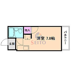 ワンテンション ワンルームの間取図画像
