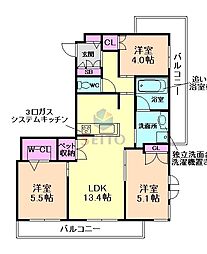 ヘーベルメゾン千里園 3LDKの間取図画像