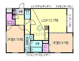 シェール中桜塚 2LDKの間取図画像