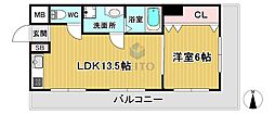長尾第一ビル 1LDKの間取図画像