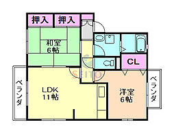 ハイツ上野東 2LDKの間取図画像