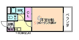 ラ・ヒューメベル豊中 1Kの間取図画像