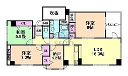 フォルム上野西 4LDKの間取図画像