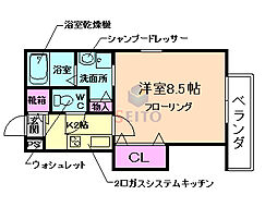 クレストフォルム石橋 1Kの間取図画像