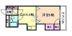 ヴェルデみき 1DKの間取図画像