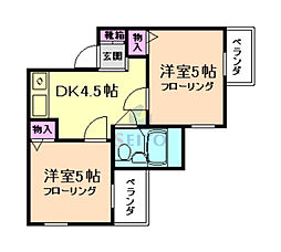 六龍苑岡町 2Kの間取図画像